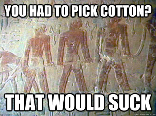 You Had To Pick Cotton That Would Suck Really Unimpressed Slave Quickmeme