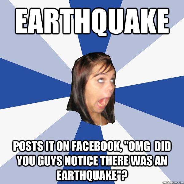 Earthquake posts it on Facebook, 