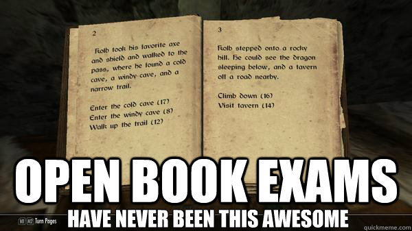 OPEn BOOK EXAMS Have never been this awesome - Reading books in Skyrim -  quickmeme