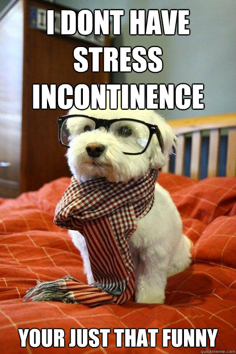 i dont have stress incontinence your just that funny - Hipster Dog -  quickmeme