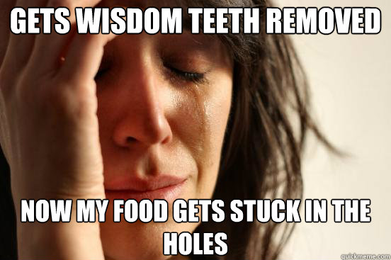 food stuck in holes after wisdom teeth removal