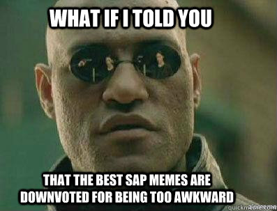 What if i told you That the best SAP memes are downvoted for being too  awkward - morpheous - quickmeme