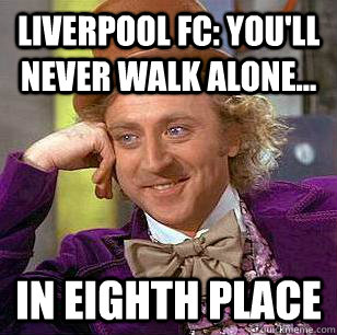 Liverpool fc: you'll never walk alone... in eighth place - Condescending  Wonka - quickmeme