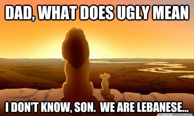 Dad, what does ugly mean I don't know, son. we are Lebanese... - Lion King  Gladstone - quickmeme