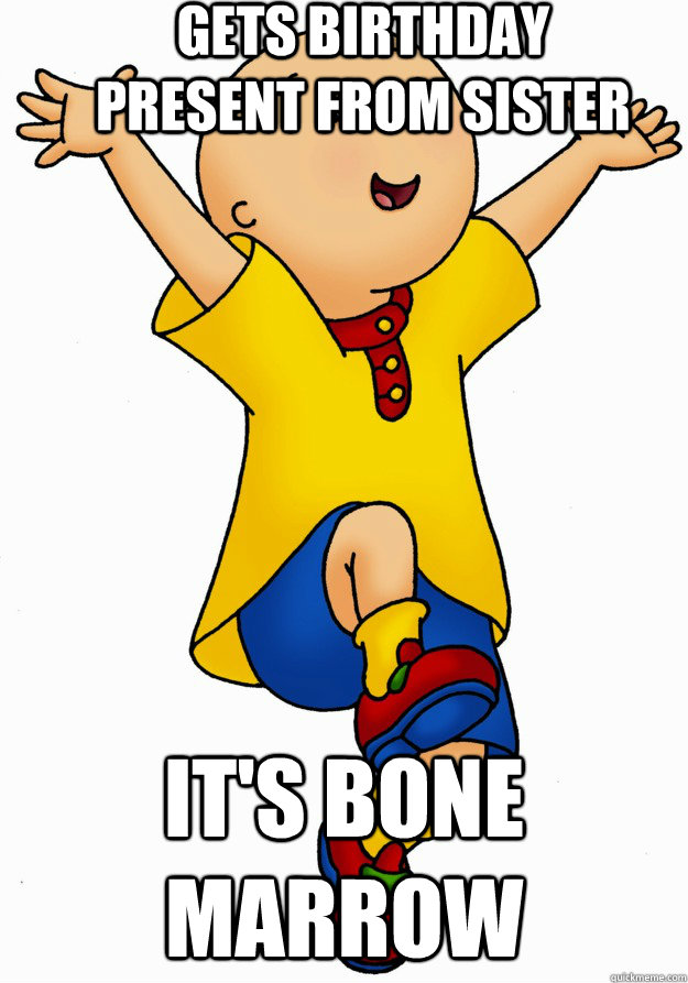 Gets birthday present from sister It's Bone Marrow - Caillou has Cancer! -  quickmeme