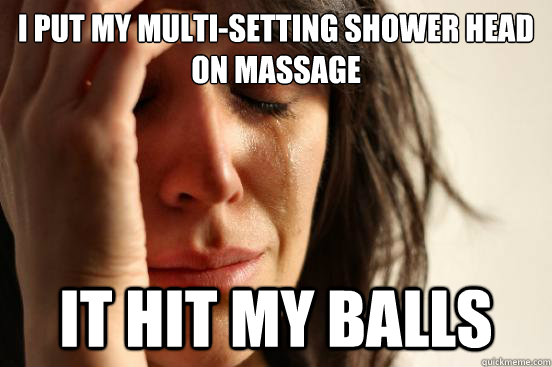 I put my multi-setting shower head on massage it hit my balls - First World  Problems - quickmeme