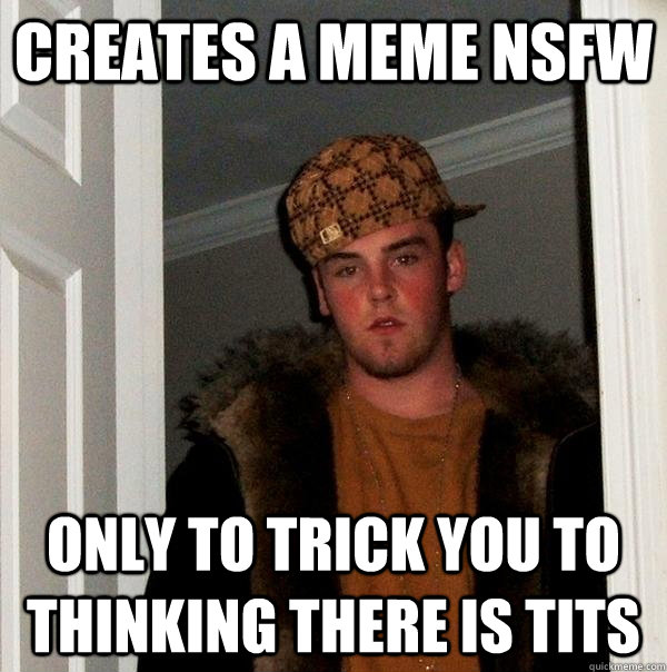 creates a meme nsfw only to trick you to thinking there is tits - Scumbag  Steve - quickmeme