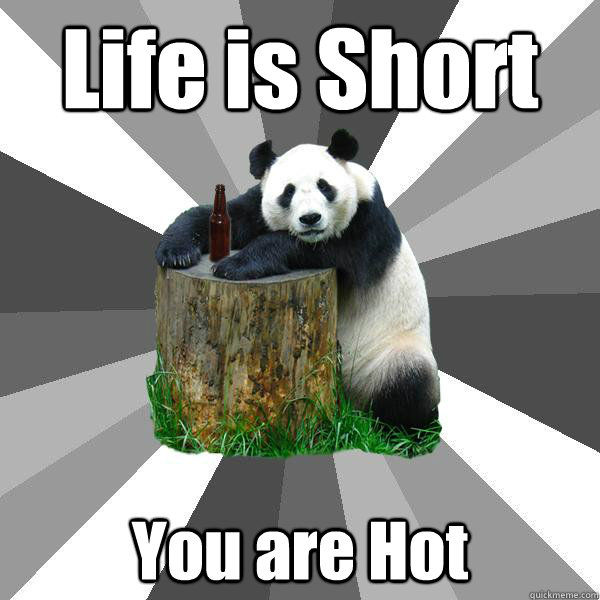 Life is Short You are Hot - Pickup-Line Panda - quickmeme