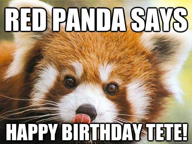Red Panda says Happy Birthday TETE! - Misc - quickmeme