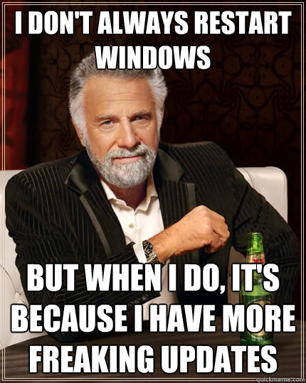 When Windows Asks Me To Restart My Computer Every Dam Week Meme