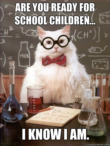 Are you ready for school children... I know I am. - Chemistry Cat -  quickmeme
