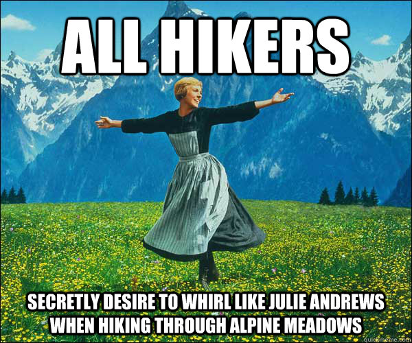 All hikers secretly desire to whirl like julie andrews when hiking through  alpine meadows - Sound of Music - quickmeme