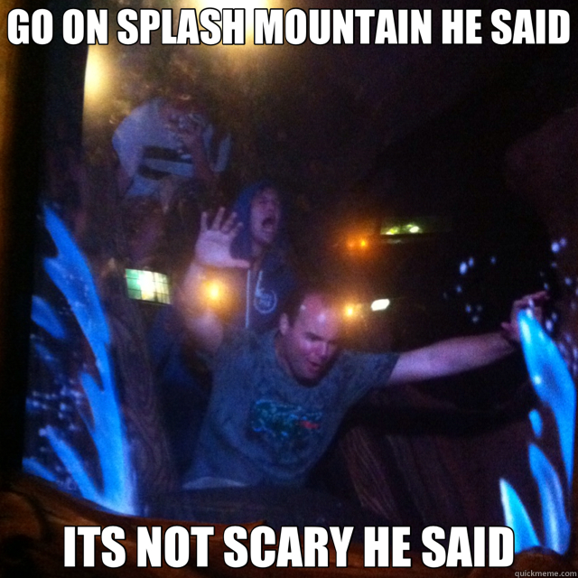 GO ON SPLASH MOUNTAIN HE SAID ITS NOT SCARY HE SAID - Disney - quickmeme