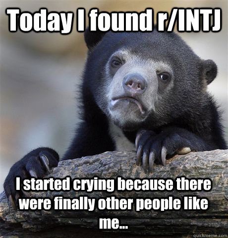 Today I found r/INTJ I started crying because there were finally other  people like me... - Confession Bear - quickmeme