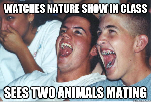 Watches nature show in class Sees two animals mating - Immature High  Schoolers - quickmeme