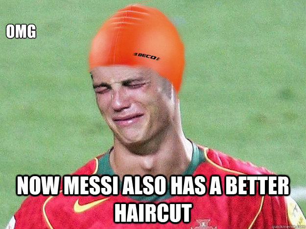 OMG Now Messi also has a better haircut - Ronaldo crying - quickmeme