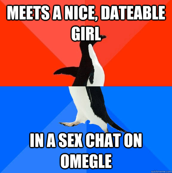 meets a nice, dateable girl in a sex chat on omegle - Socially Awesome  Awkward Penguin - quickmeme