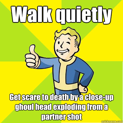 Walk quietly Get scare to death by a close-up ghoul head exploding from a  partner shot - Fallout new vegas - quickmeme