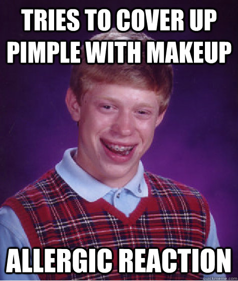 pimple with makeup allergic reaction